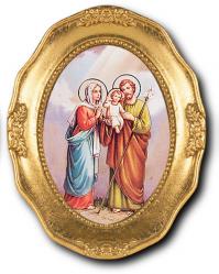  HOLY FAMILY GOLD EMBOSSED PRINT GOLF LEAF FRAME 