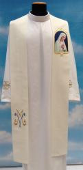  Pure White \"Marian\" Overlay Stole - Printed Image - Primavera Fabric - 100% Poly 