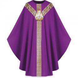  Purple Gothic Chasuble - Pelican Motif - Brugia Fabric 