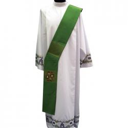  \"Modern Cross\" Deacon Stole - Leonardo Fabric - 95% Wool/5% Gold Thread 