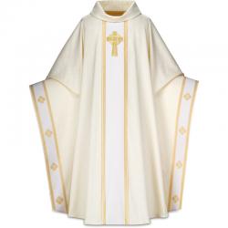  White Monastic Chasuble Set (4) - Celtic Fabric 