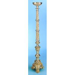  Floor Candlestick | 44\" | Brass Or Bronze | Ornate Column With Footed Base 