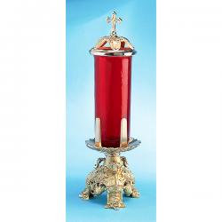  Altar Sanctuary Lamp | 6\" x 7\" | Brass Or Bronze | Round Base | Smoke Protector 