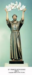  St. Francis of Assisi w/Doves Statue in Fiberglass, 48\"H 