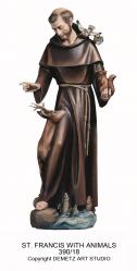  St. Francis of Assisi w/Animals Statue in Linden Wood, 48\" & 60\"H 