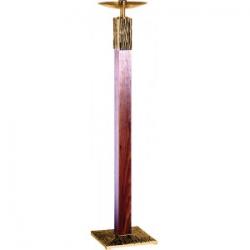  Floor Candlestick | 44\" | Brass Or Bronze | Wood Column | Square Base 