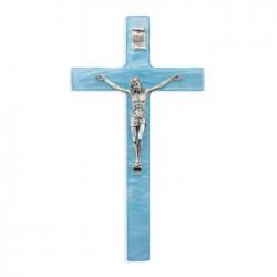  PEARLIZED BLUE CROSS WITH FINE PEWTER CORPUS 