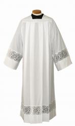  Clergy Alb With \"IHS\" Lace - Square Neck - Kodel/Cotton 