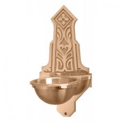  Holy Water Font | Wall Mount | 8\" x 16\" | Bronze Or Brass | Embellished Backplate 