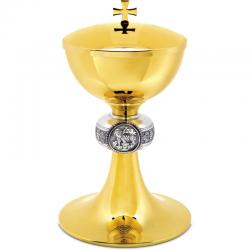  Traditional Ciborium With Silver Medallion & Node - 8 1/2\" Ht 