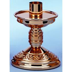  Altar Candlestick | 6\" | Brass Or Bronze | Round Base & Column 