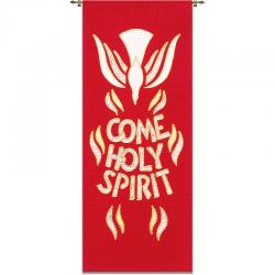  Red Tapestry - \"Come Holy Spirit\" Motif - Omega Fabric 