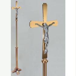  Processional Combination Finish Bronze Floor Crucifix: 4414 Style - 84\" Ht 