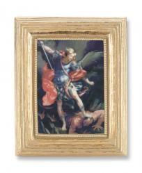  ST. MICHAEL GOLD STAMPED PRINT IN GOLD FRAME 