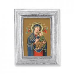  O.L. OF PERPETUAL HELP GOLD STAMPED PRINT IN SILVER FRAME 