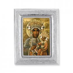  O.L. OF CZESTOCHOWA GOLD STAMPED PRINT IN SILVER FRAME 