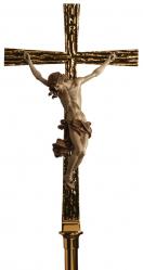  Processional Crucifix | 90\" | Bronze Or Brass | Textured Cross 