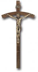  10\" WALNUT WOOD CROSS WITH MUSEUM GOLD CORPUS 