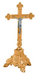  Altar Crucifix | 16\" | Brass Or Bronze | Footed Base | Ornate Cross 