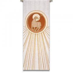  White ​Ambo/Lectern Cover - Lamb of God Motif - Omega Fabric 