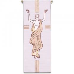  White ​Ambo/Lectern Cover - Resurrection Motif - Omega Fabric 