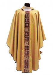  \"Banded\" Chasuble - Gold Assisi Fabric - 90% Poly/10% Gold Thread 