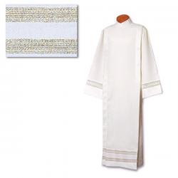  White Lace Cassock Alb - Buttons - Polyester Linen Weave 