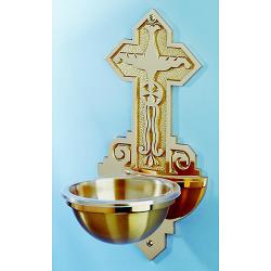  Holy Water Font | Wall Mount | 7-12\" x 15\" | Bronze Or Brass | Holy Spirit 