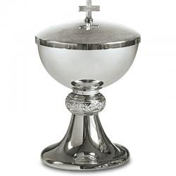  Traditional Ciborium - Bread Symbol - Stainless Steel - 7 1/2\" Ht 