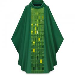  Green Gothic Chasuble Set - Dupion Fabric 