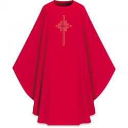  Red Gothic Chasuble - Dupion Fabric 