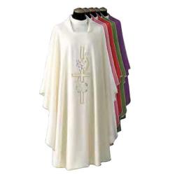  \"Cross/Vine/Grapes\" Chasuble - Misto Lana Fabric - 45% Wool/55% Poly 