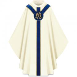  White Gothic Chasuble - Marian - Dupion Fabric 