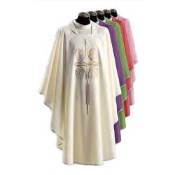  \"Cross/Evangelists\" Chasuble - Misto Lana Fabric - 45% Wool/55% Poly 