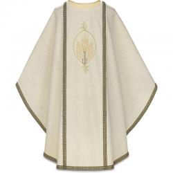  Ecru Gothic Chasuble - Moire Fabric 