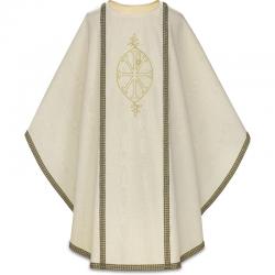  Ecru Gothic Chasuble - Chi Rho Motif - Moire Fabric 