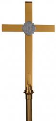  Processional Cross | 18” | Bronze Or Brass | 54” Staff | Two-Tone 