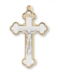  WHITE ENAMELED CRUCIFIX 