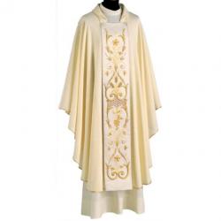  \"Embroidered Panel\" Chasuble - Papale Lana Oro Fabric - 95% Wool/5% Gold Thread 