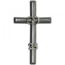  Metal Wedding Anniversary Wall Cross - 25 Yrs 