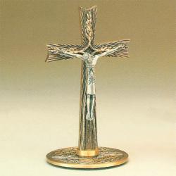  High Polish Finish Statuary Bronze Altar Crucifix: 5757 Style - 10.5\" Ht 