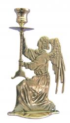  Angel Candle Holder in Shiny Brass - Faces Left, 9.75\". 