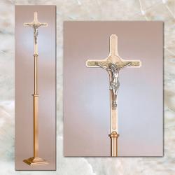  Satin Finish Bronze Floor Processional Crucifix: 5959 Style - 89\" Ht 
