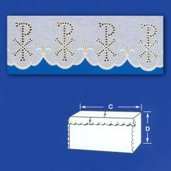  White Silk Embroidered 100% Pure Linen Altar Cloth - 6\" Drop 