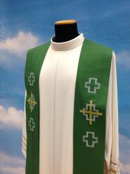  \"Crosses/Embroidered\" Overlay Stole - Abramo Fabric - 45% Poly/45% Viscose 