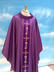  \"Cross/Designed\" Dalmatic - No Panel - Lana Barre Fabric - 95% Wool/5% Gold Thread 