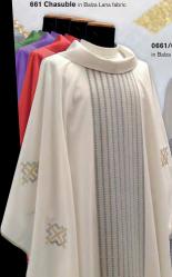  \"Striped/Crosses\" Dalmatic - Embroidered - Lana Balza Fabric - 45% Wool/2% Lame/53% Poly 