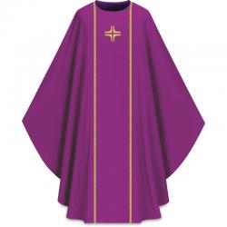  Purple \"Assisi\" Chasuble - Orphrey & Cross - Elias Fabric 