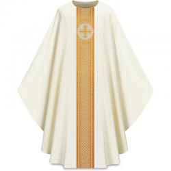  Ecru \"Assisi\" Chasuble - Woven Band - Elias Fabric 