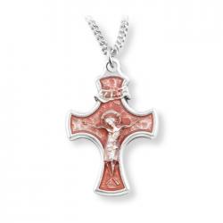  3 1/2\" RED ENAMELED CRUCIFIX 